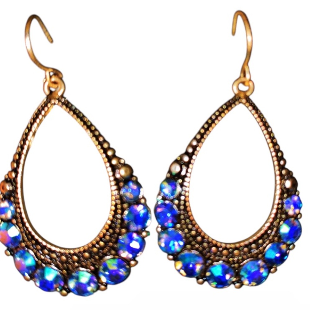 Elegant Blue Teardrop Earrings
